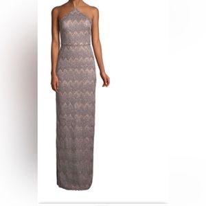 Aidan Mattox
Long Column Halter with right slit